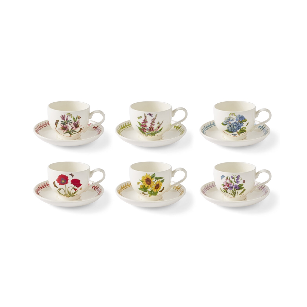 Set aus 6 Porzellan-Frühstückstassen Portmeirion Botanic Garden Meadow Aktion Set aus 6 Porzellan-Frühstückstassen Portmeirion Botanic Garden Meadow Aktion