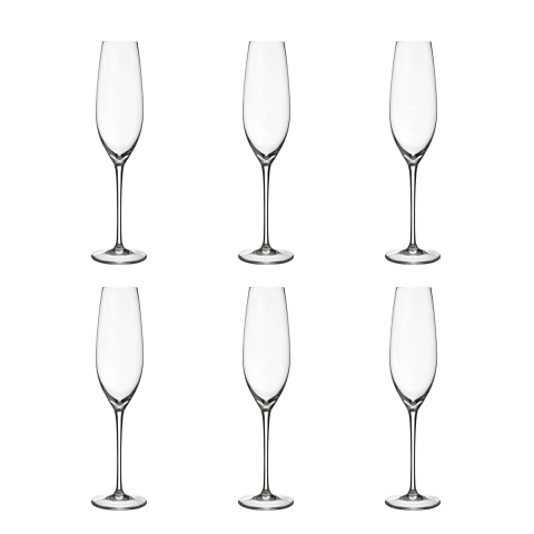 Set aus 6 Sektflöten in Tropfendesign aus Glas 25 cm Sinfonia Aktion