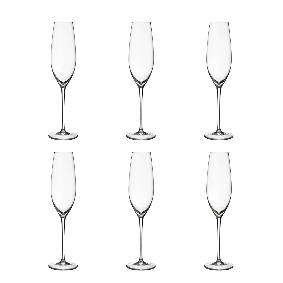 Set aus 6 Sektflöten in Tropfendesign aus Glas 25 cm Sinfonia Aktion Set aus 6 Sektflöten in Tropfendesign aus Glas 25 cm Sinfonia Aktion