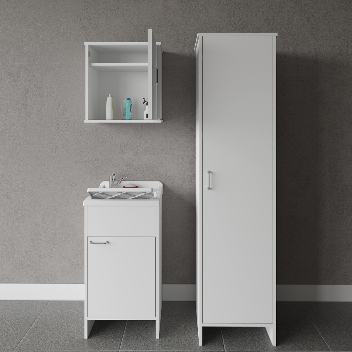 Waschraum-Set mit Hängeschrank und Säule Negrari COMP 5