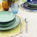 Set aus 6 runden Platzsets aus geflochtenem Stroh Ø38cm Spiral Color 