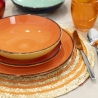 Set aus 6 runden Platzsets aus geflochtenem Stroh Ø38cm Spiral Color 