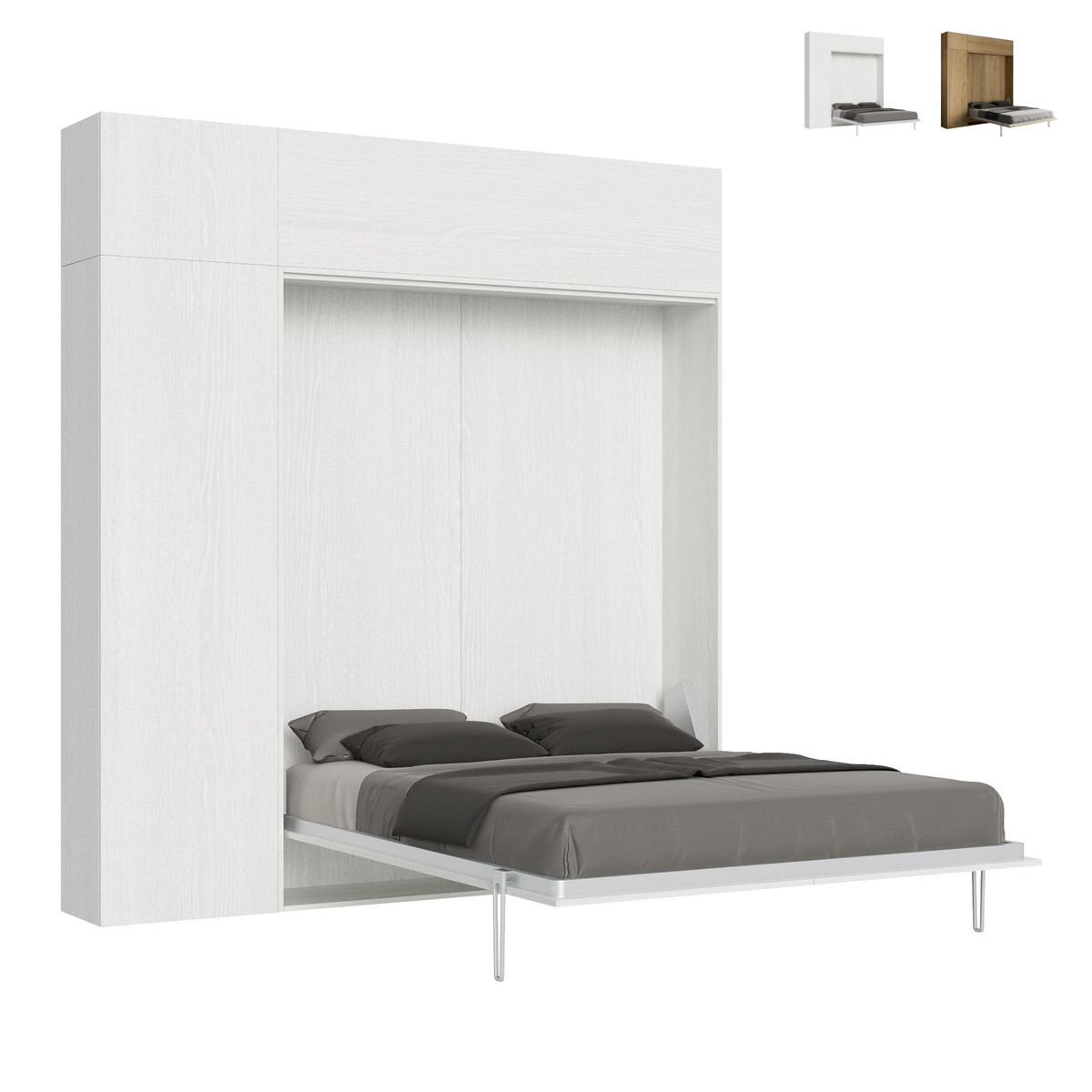 Schrankbett Doppelbett 160x190cm mit Regal und Hängeschränken Kentaro