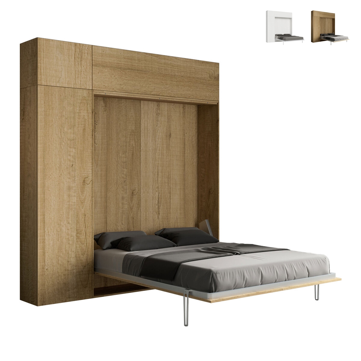 Schrankbett Doppelbett 160x190cm mit Regal und Hängeschränken Kentaro Rabatte