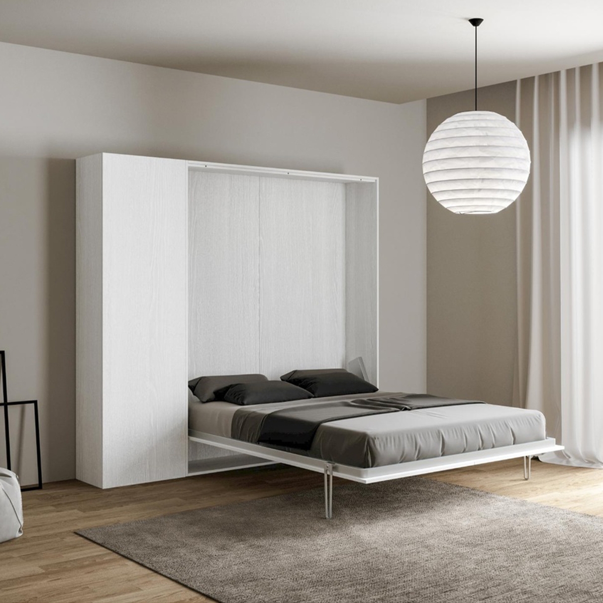 Französisches Wandklappbett mit Regal 140x190 Kentaro