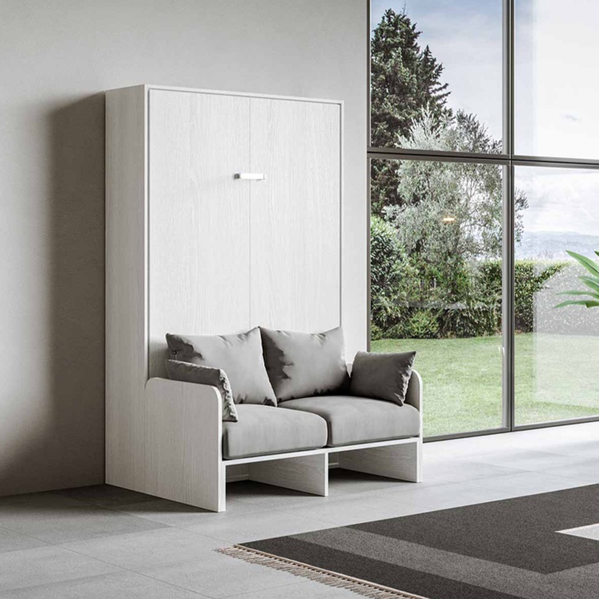 Französisches Schrankbett 140x190cm mit gepolstertem Sofa Sofà Kentaro