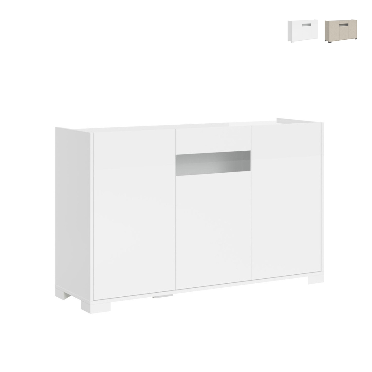 Moderne Design-Anrichte mit 3 Türen und Rauchglas 130x40x81 Riflesso