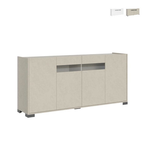 Moderne Anrichte mit 4 Türen und Rauchglas, 172x40x81 Riflesso Aktion