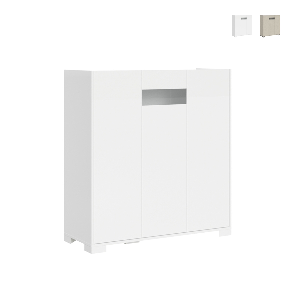 Hoher Schrank 3-türig, platzsparend 103x35x110, modernes Rauchglas, Riflesso