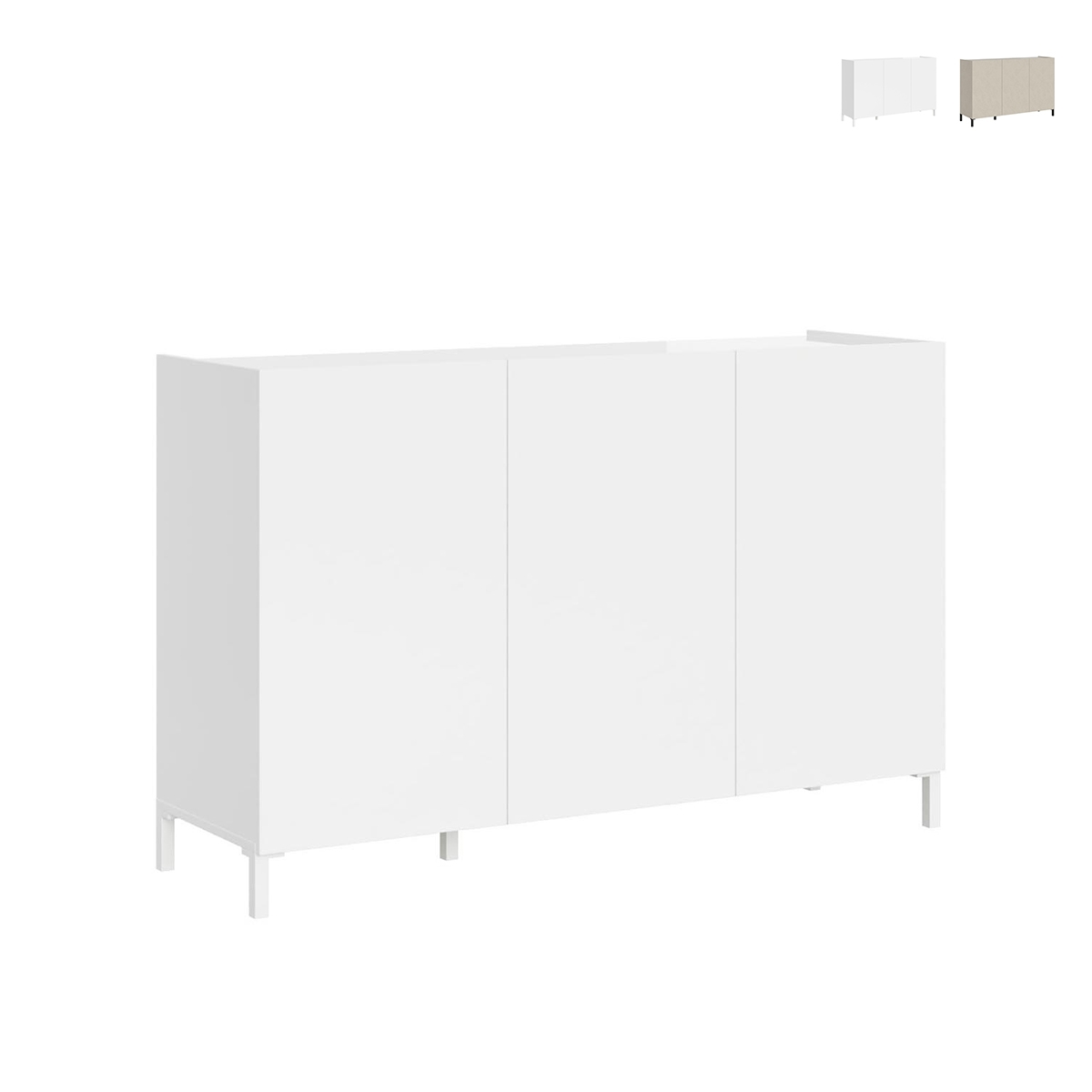 Solaria Minimalistische Anrichte mit 3 Türen, Wohnzimmer/Esszimmer/Flur, 130x40x84 cm