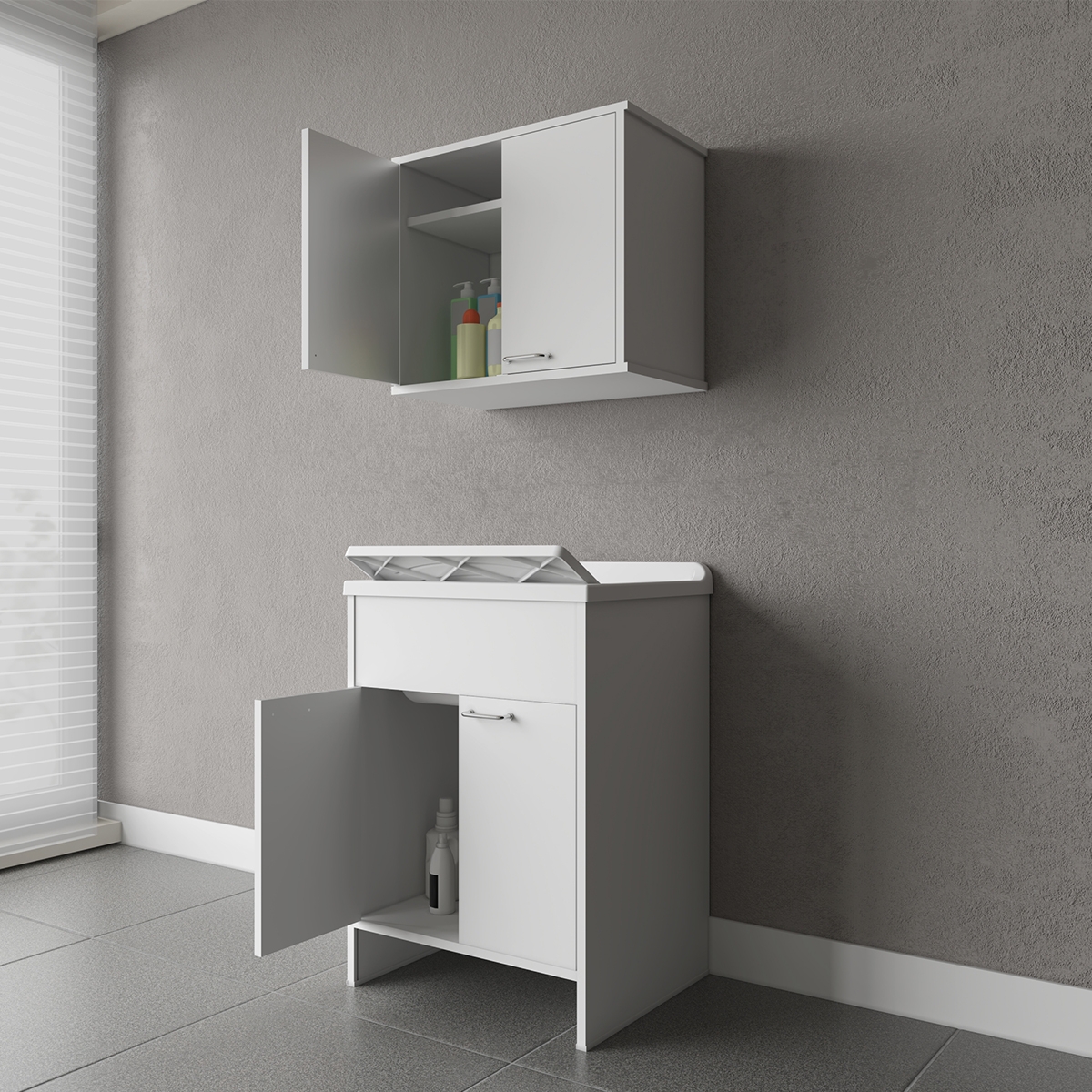 Waschraum-Komposition mit Schrank und Hängeschrank mit 2 Türen COMP 2 Negrari Aktion Waschraum-Komposition mit Schrank und Hängeschrank mit 2 Türen COMP 2 Negrari Aktion