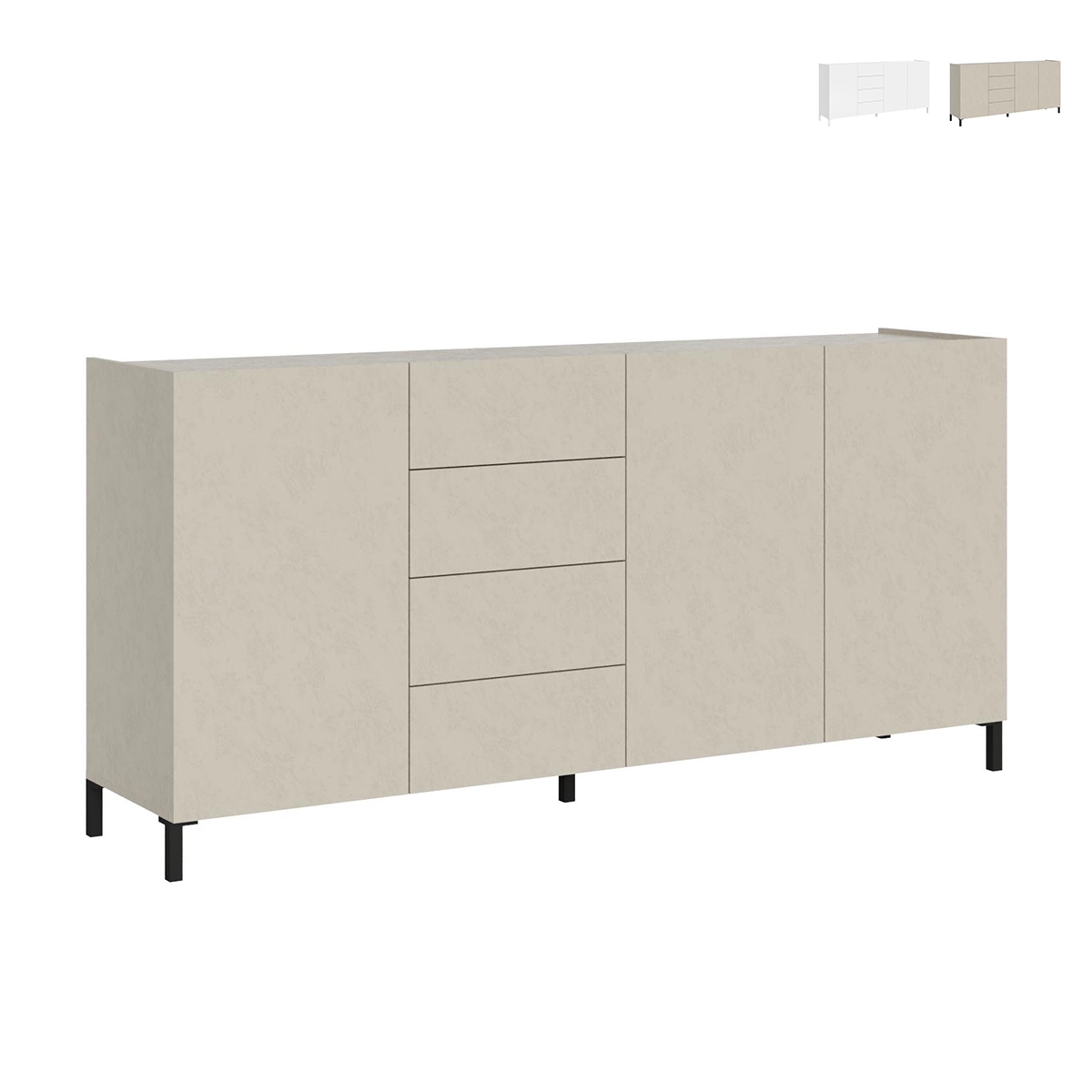 Moderne Design Anrichte mit 3 Türen und 4 Schubladen 174x40x84 Solaria