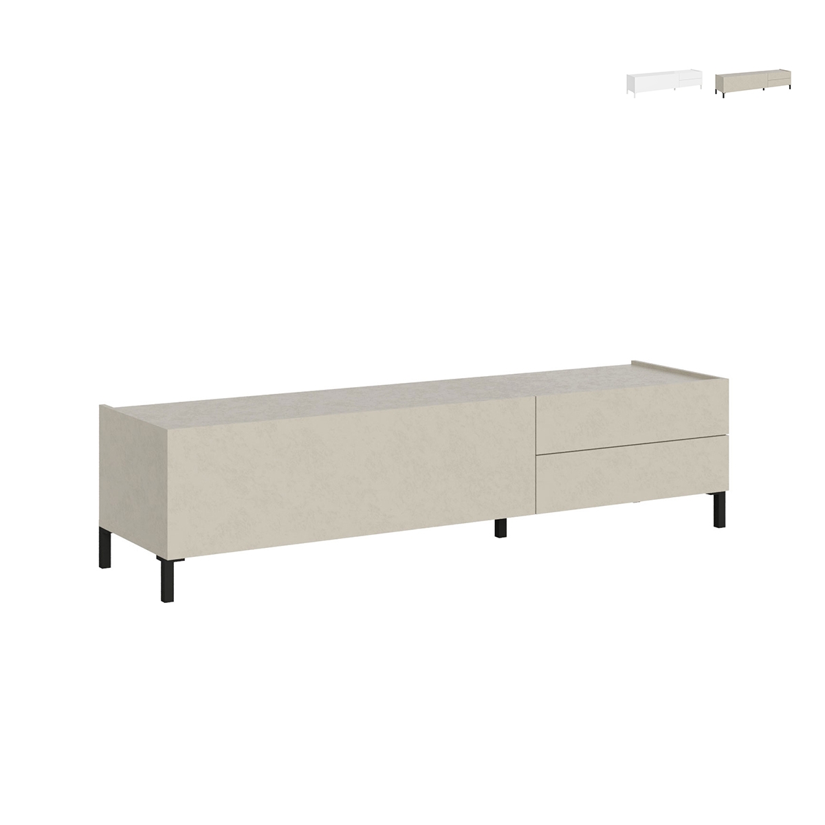 Minimalistisches TV-Rack mit 1 Fach und 2 Schubladen, 160x42x40, Solaria Aktion Minimalistisches TV-Rack mit 1 Fach und 2 Schubladen, 160x42x40, Solaria Aktion