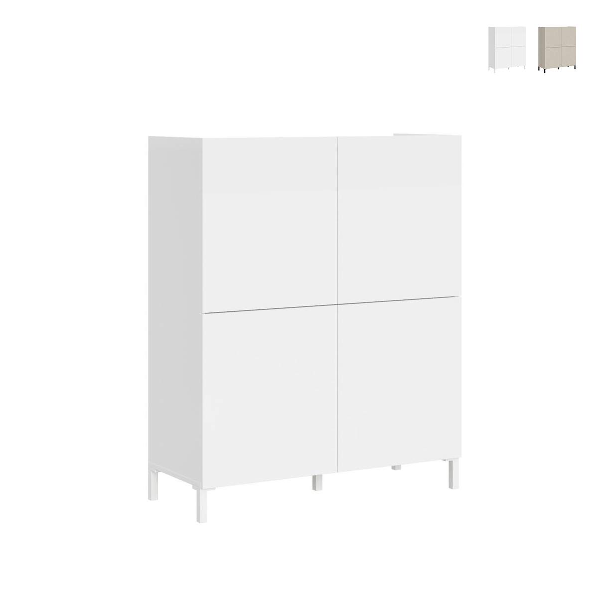 Hohe platzsparende Anrichte 4 Türen modernes minimalistisches Design 90x35x110 Solaria