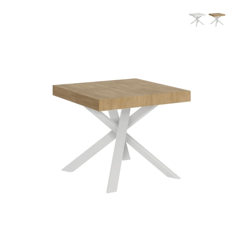 Ausziehbarer quadratischer Tisch mit Kreuzbein für 8 Personen 90×90-194 Clerk Aktion