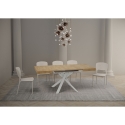 Ausziehbarer quadratischer Tisch mit Kreuzbein für 8 Personen 90×90-194 Clerk Lagerbestand