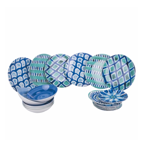 18-teiliges Geschirrset im mediterranen Stil Aquazul Aktion