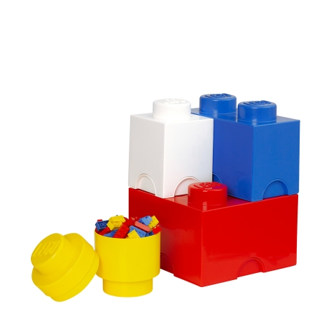 Set: 4 Aufbewahrungsboxen in Weiß, Blau, Rot, Gelb LEGO Storage Brick Multi Pack Aktion