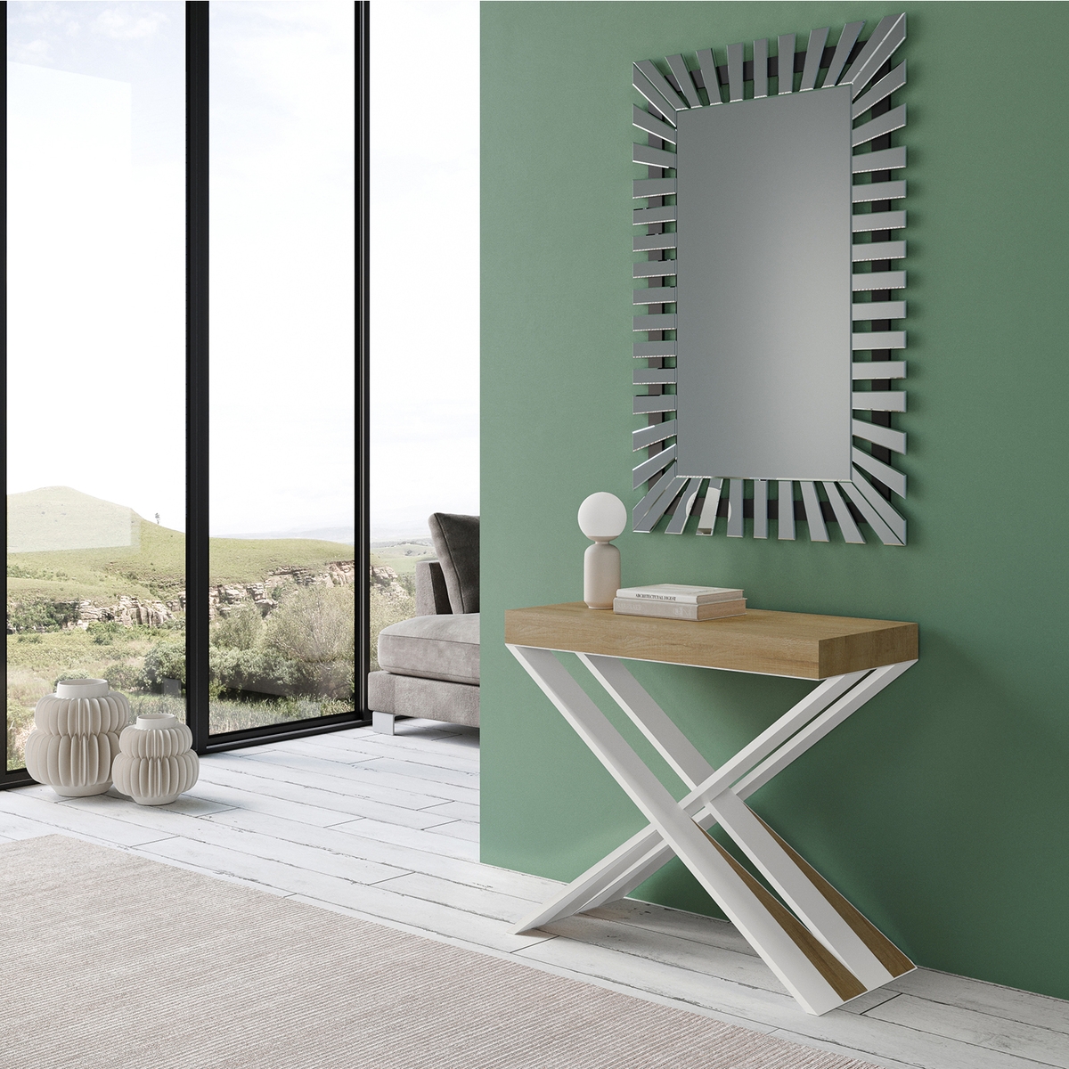 Ausziehbarer Konsolentisch, modernes Design, kompakt, für 10 Personen, 90x40-300 Diago Verkauf