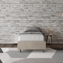 Einzelbett 90x190 cm gepolstert Stoff beige mit Lattenrost Azelia Aktion