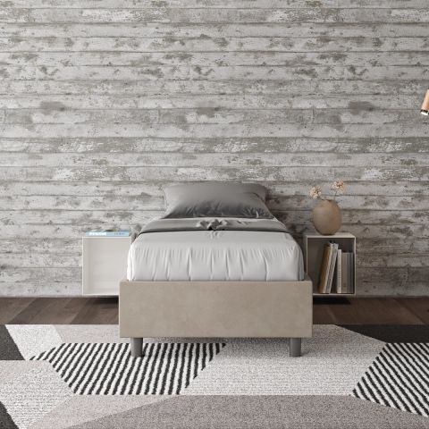 Einzelbett 90x190 cm gepolstert Stoff beige mit Lattenrost Azelia Aktion