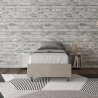 Einzelbett 90x190 cm gepolstert Stoff beige mit Lattenrost Azelia Aktion