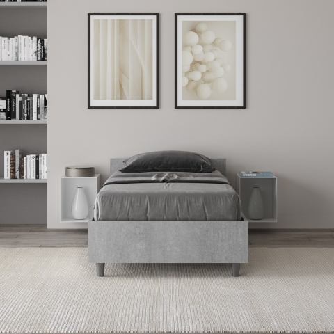 Einzelbett 80x190 cm modern grau Beton ohne Lattenrost Nuamo Aktion