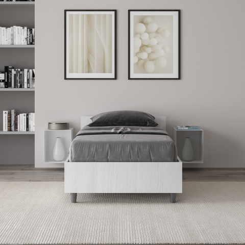 Einzelbett mit Stauraum 80x190 in Weißholz Nuamo Aktion