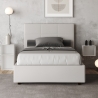 Französisches Bett 140x190 cm weißes Kunstleder mit Stauraumkopfteil Mika Aktion