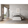 Französisches Bett 140x190 cm weißes Kunstleder mit Stauraumkopfteil Mika Angebot