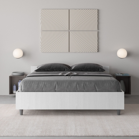 Französisches Doppelbett mit Bettkasten 140x190 aus weißem Holz Nuamo Aktion