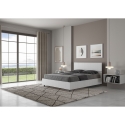 Französisches Doppelbett 140x190 mit gerader Holz-Kopfteil in Weiß Demas Angebot