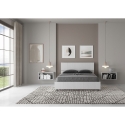 Französisches Doppelbett 140x190 mit gerader Holz-Kopfteil in Weiß Demas Sales