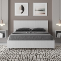 Französisches Doppelbett 140x190 mit gerader Holz-Kopfteil in Weiß Demas Aktion