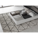 Französisches Doppelbett 140x190 mit gerader Holz-Kopfteil in Weiß Demas Rabatte