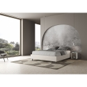 Gepolstertes Doppelbett in weißem Kunstleder 160x190 Azelia Angebot