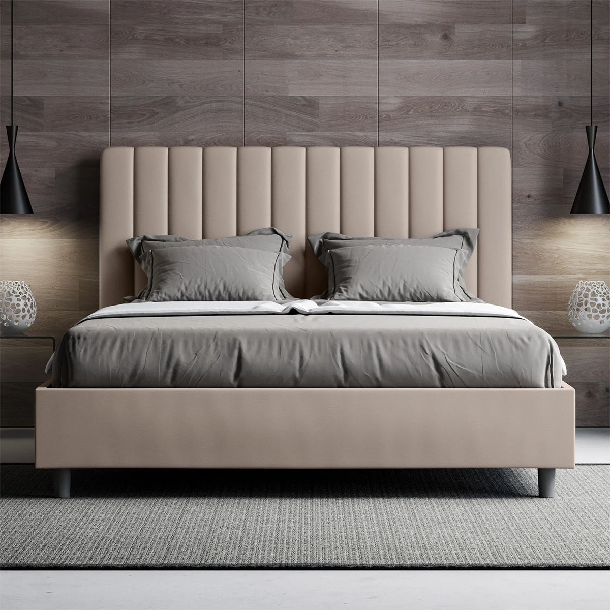 Doppelbett mit Bettkasten und gepolstertem Bettrahmen 160x210 Agueda