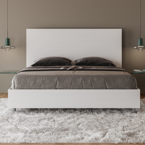 Doppelbett ohne Lattenrost 160x190 cm weiß mit hohem Kopfteil New Egos Aktion