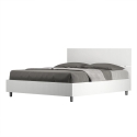 Doppelbett 160x190 cm modernes Design Weiß mit Lattenrost Kopfteil Demas Verkauf