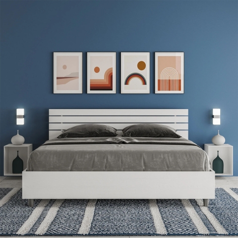 Modernes Doppelbett 160x190 Weiß mit Lattenrost und geradem Kopfteil Ankel Aktion