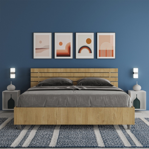 Doppelbett 160x190 aus Holz ohne Lattenrost, mit geneigtem Kopfteil Ankel Aktion