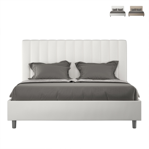 Doppelbett 160x200 ohne Lattenrost mit Kopfteil in Kunstleder Agueda Aktion