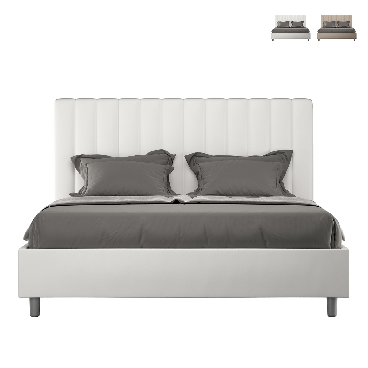 Doppelbett 160x200 ohne Lattenrost mit Kopfteil in Kunstleder Agueda