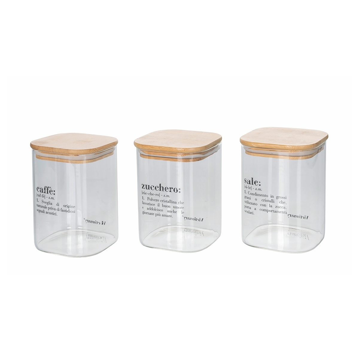 Set aus 3 Glasbehältern 10x14cm für Kaffee, Zucker und Salz Victionary Aktion Set aus 3 Glasbehältern 10x14cm für Kaffee, Zucker und Salz Victionary Aktion