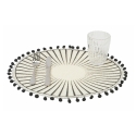 Set aus 6 runden Tischsets mit geometrischem Design und Pompons, 38 cm, Schwarz Aktion
