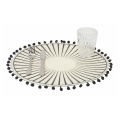 Set aus 6 runden Tischsets mit geometrischem Design und Pompons, 38 cm, Schwarz Aktion