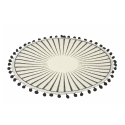 Set aus 6 runden Tischsets mit geometrischem Design und Pompons, 38 cm, Schwarz Angebot
