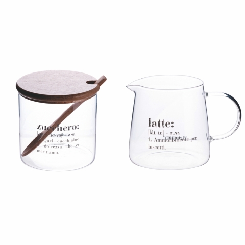Victionary Set aus Glas mit Milchkännchen, Zuckerdose, Löffel und Deckel 320 ml Aktion