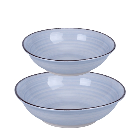 Set aus 2 großen und kleinen Salatschüsseln aus Steingut, 4 Farbtöne Aktion