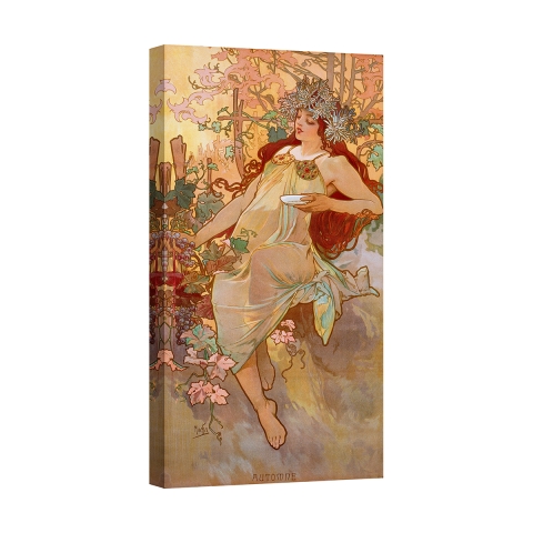 Leinwanddruck Bild Frau Art Nouveau Herbst Alphonse Mucha Aktion
